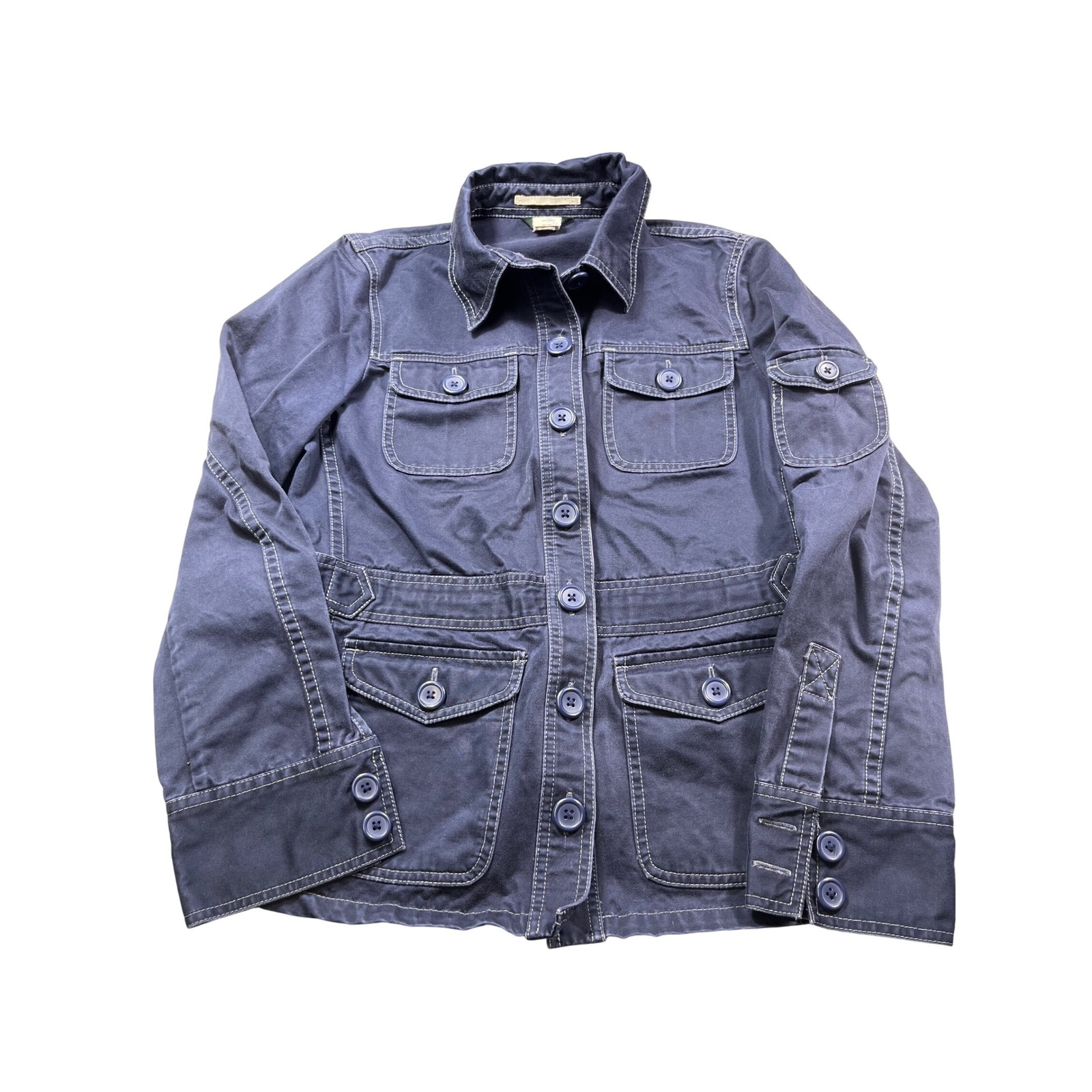 J.Crew Womens Utility Jacket Medium Blue Cotton Military Field Coat Casual